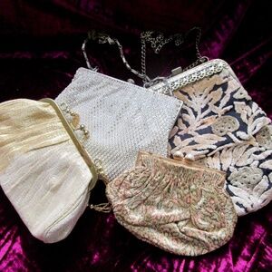 vintage handbag purse bundle  1930s to 1980s rhinestones brocade